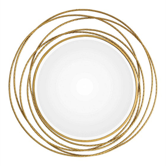 Gold Whirlwind Round Mirror