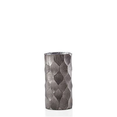 Linus Chiseled Brushed Cylinder Vase Small - Graphite