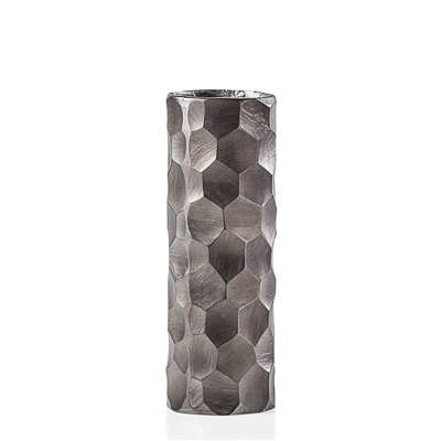 Linus Chiseled Brushed Cylinder Vase Medium - Graphite