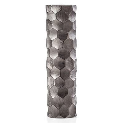 Linus Chiseled Brushed Cylinder Vase Large - Graphite
