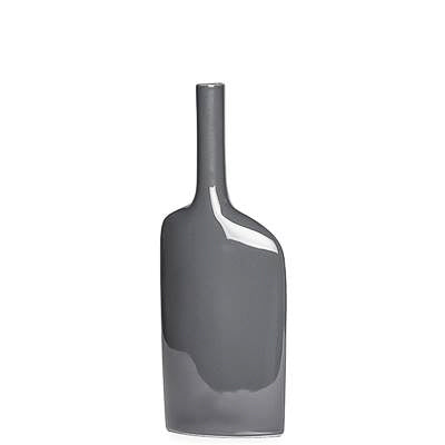 Alba Long Neck Short Vase - Charcoal
