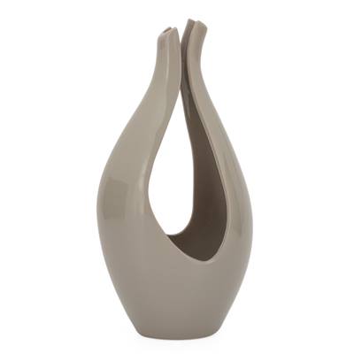 Kira Wide Vase - Warm Grey