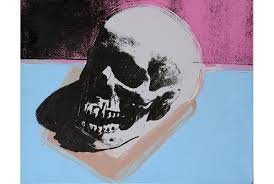 Skull, 1976 (White on Blue and Pink)